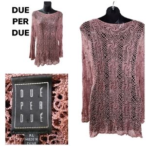 DUE PER DUE MAUVE BEADED CROCHET TUNIC